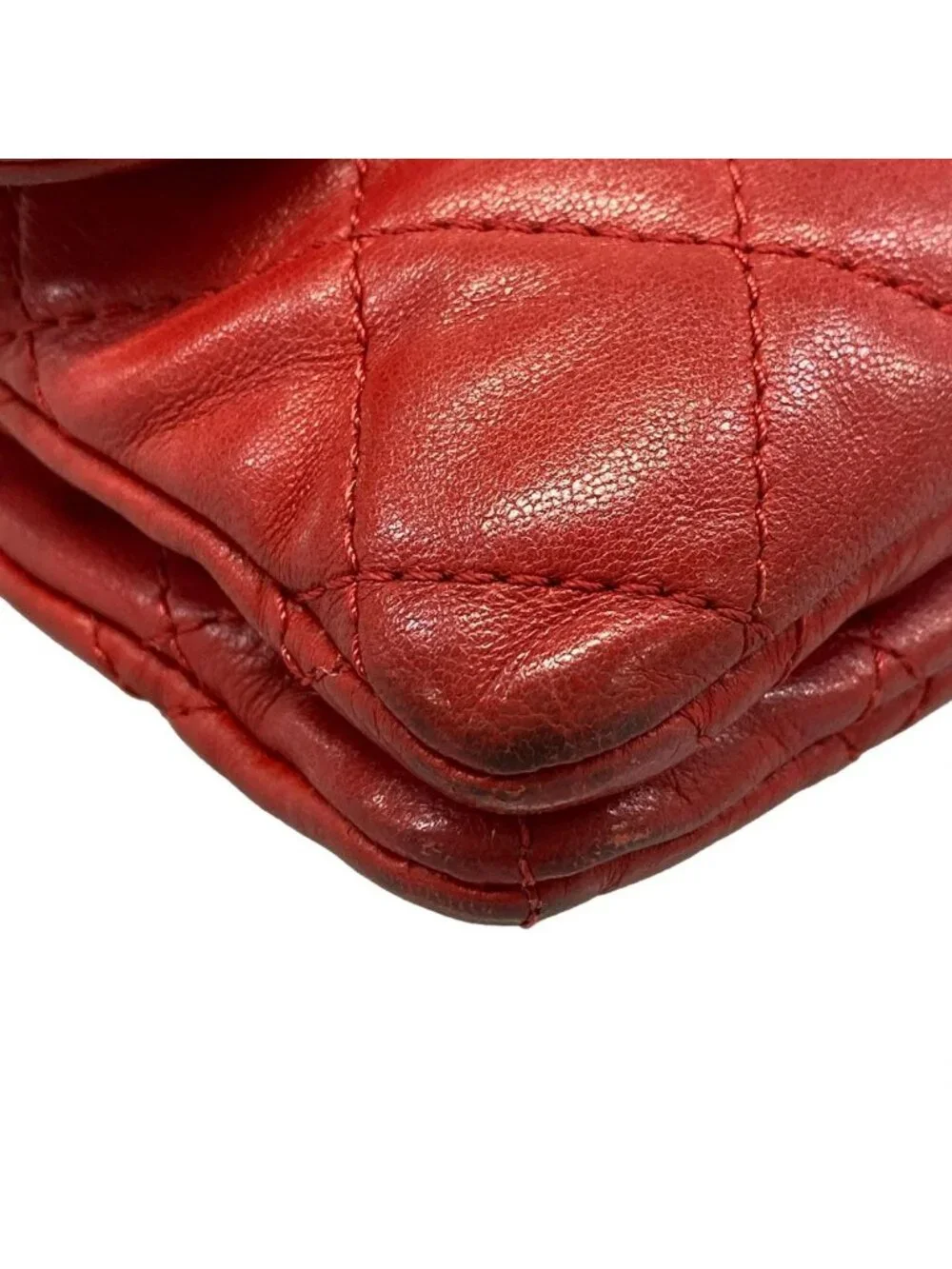 Chanel Shoulder Bag Quilted Red Silver Chain Lambskin